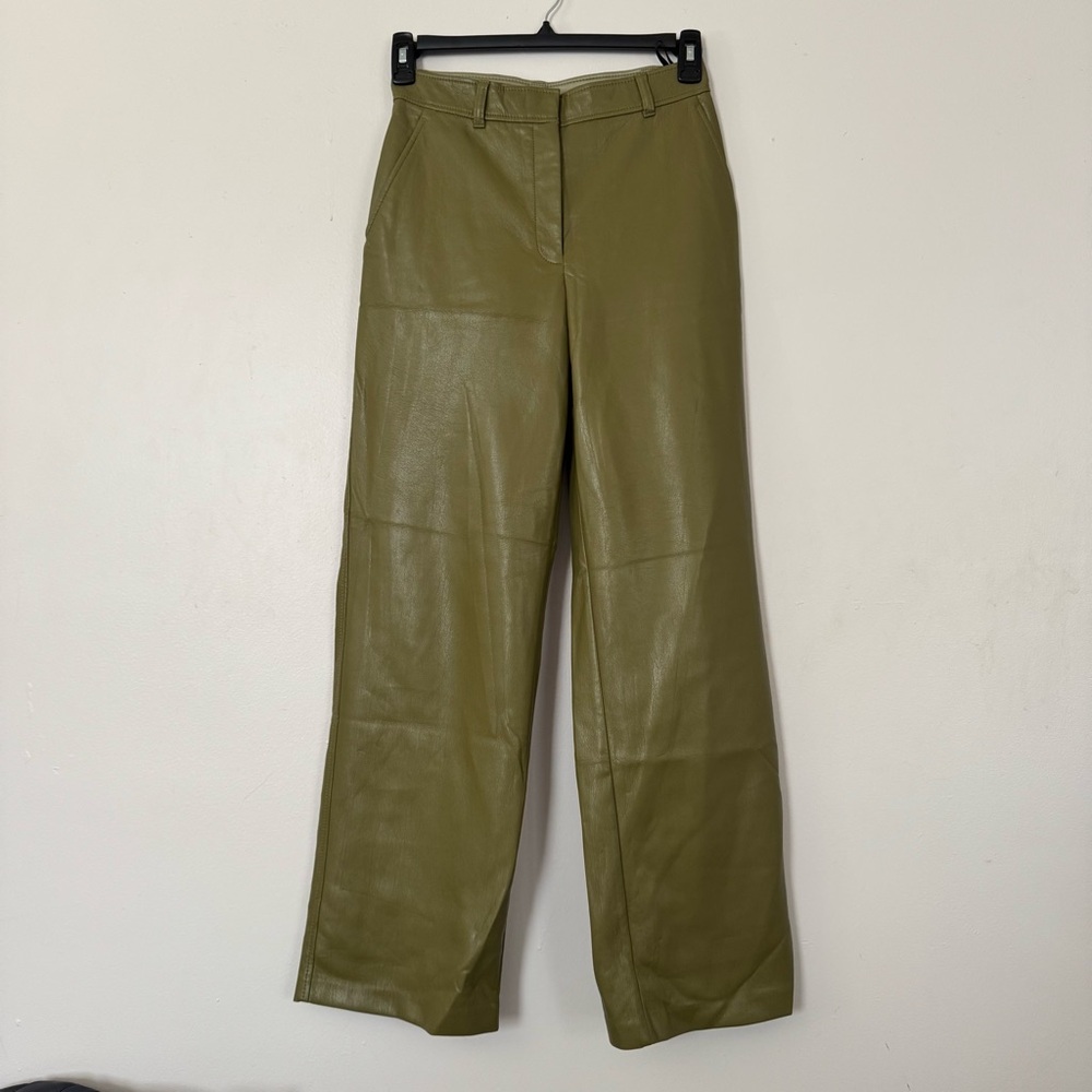 Aritzia Sage/Olive Green Faux Leather Pants